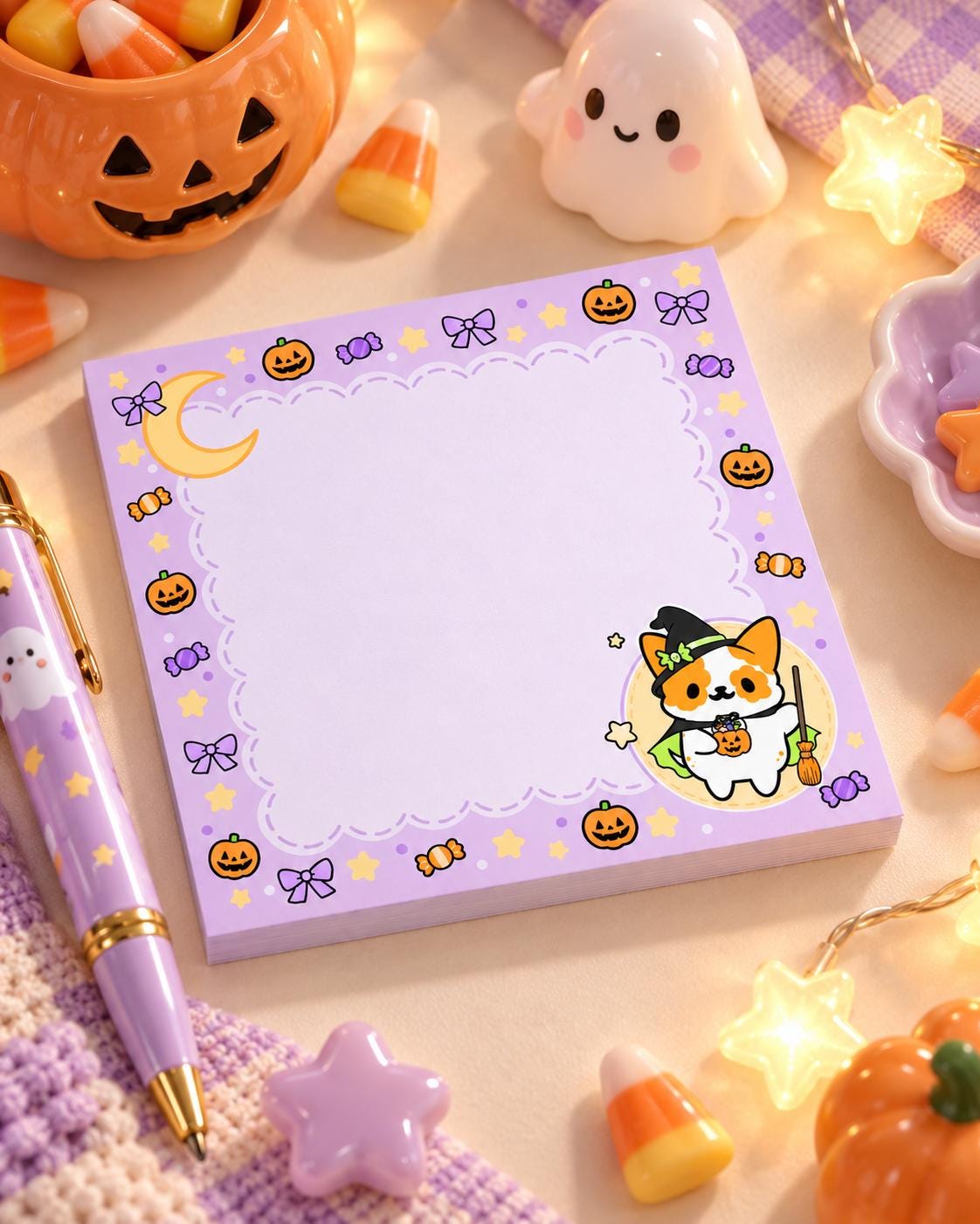 Halloween Witch Dog Sticky Notes | Cute Kawaii Memo Pad | Pepper Note Pad