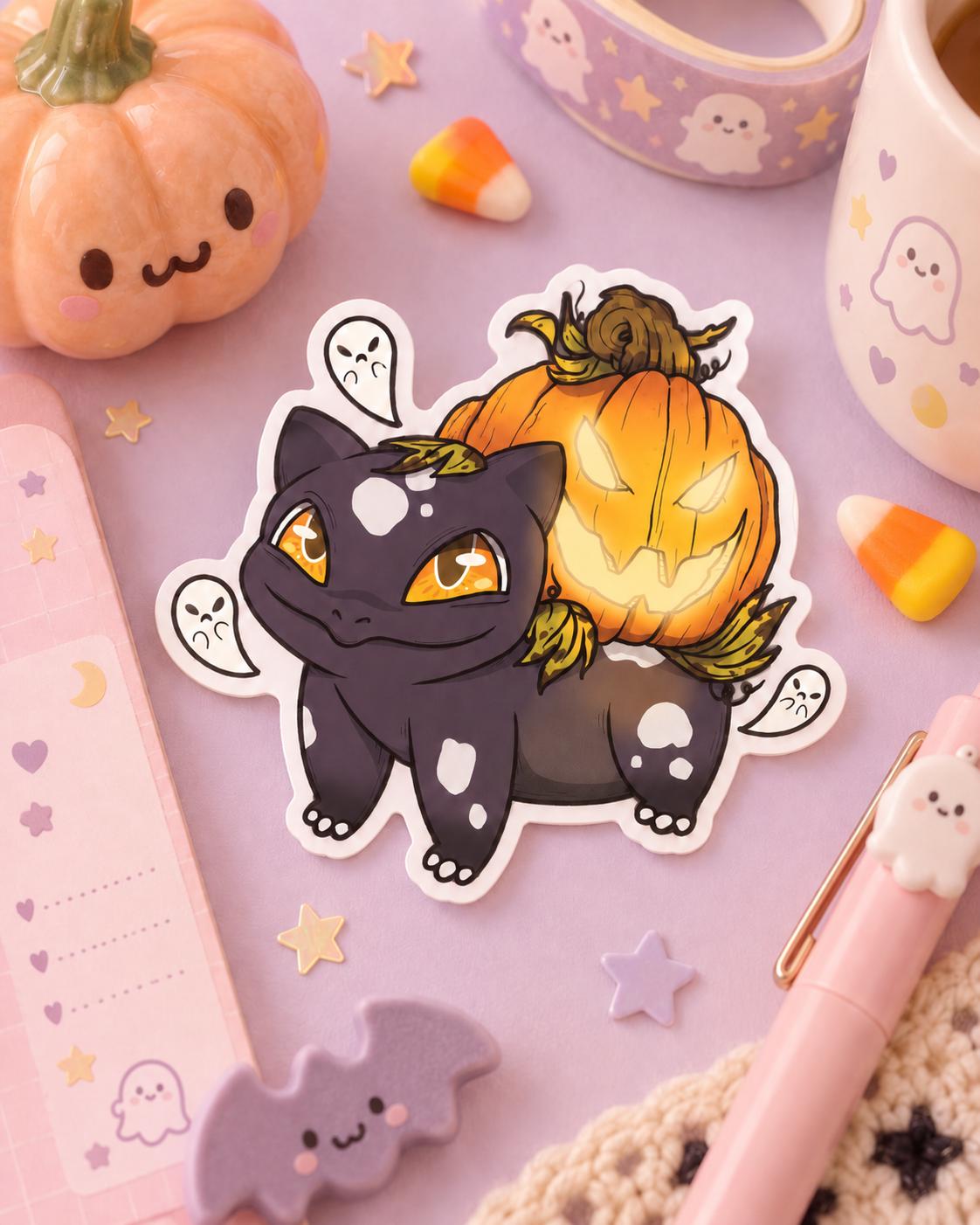 Halloween Creature Sticker | Pumpkin Vinyl Sticker | Cute Spooky Kawaii Sticker