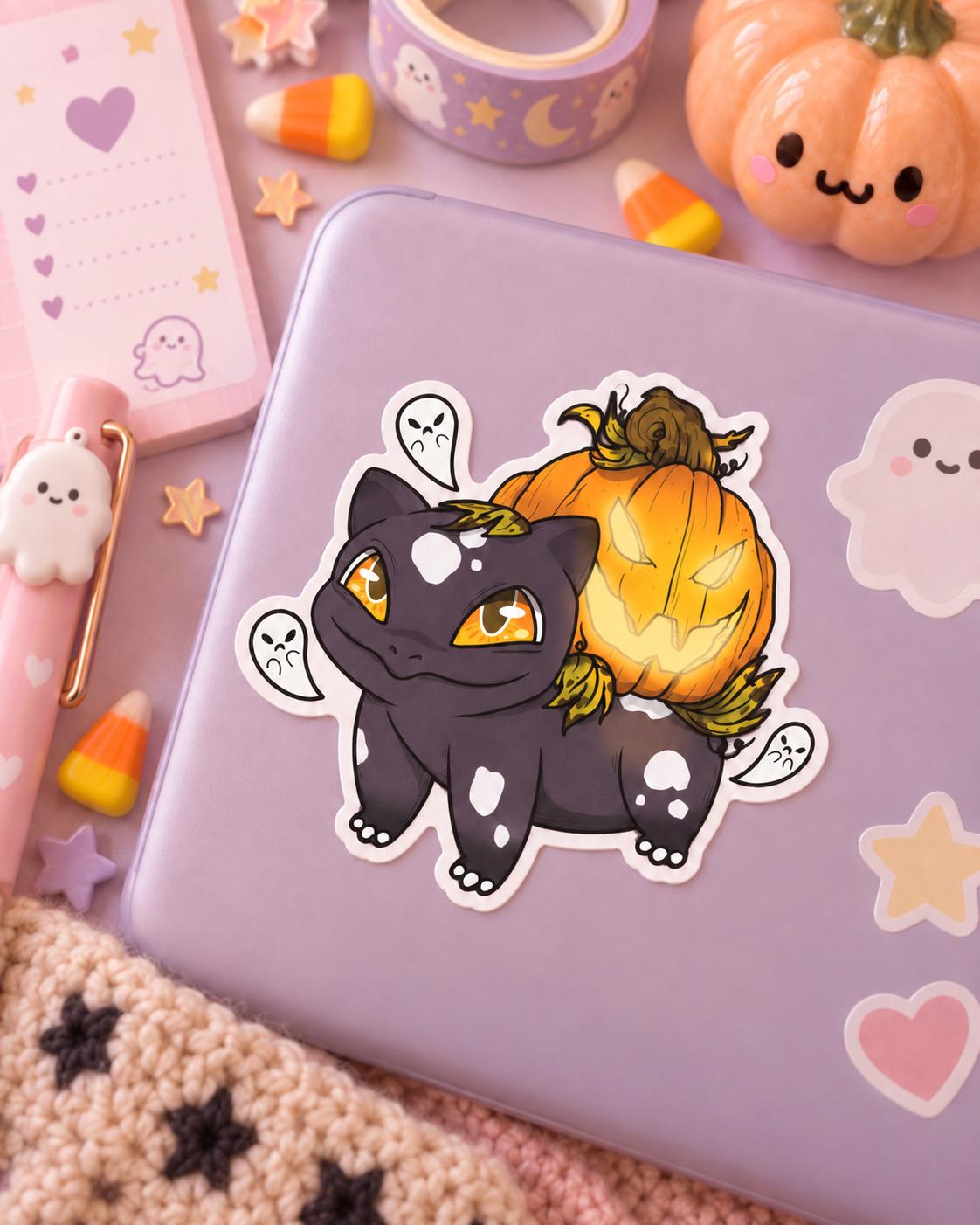 Halloween Creature Sticker | Pumpkin Vinyl Sticker | Cute Spooky Kawaii Sticker