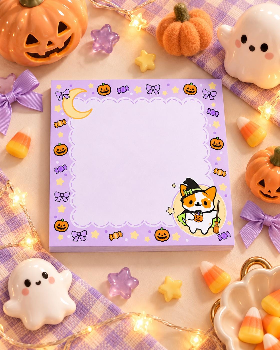 Halloween Witch Dog Sticky Notes | Cute Kawaii Memo Pad | Pepper Note Pad