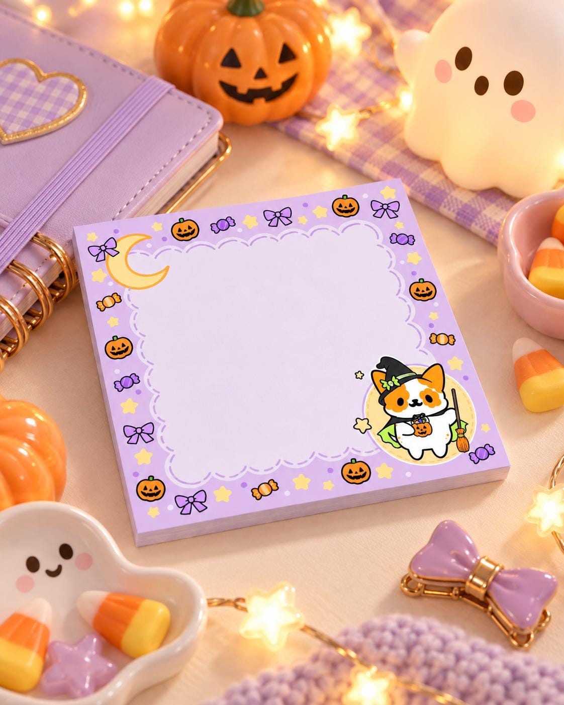 Halloween Witch Dog Sticky Notes | Cute Kawaii Memo Pad | Pepper Note Pad