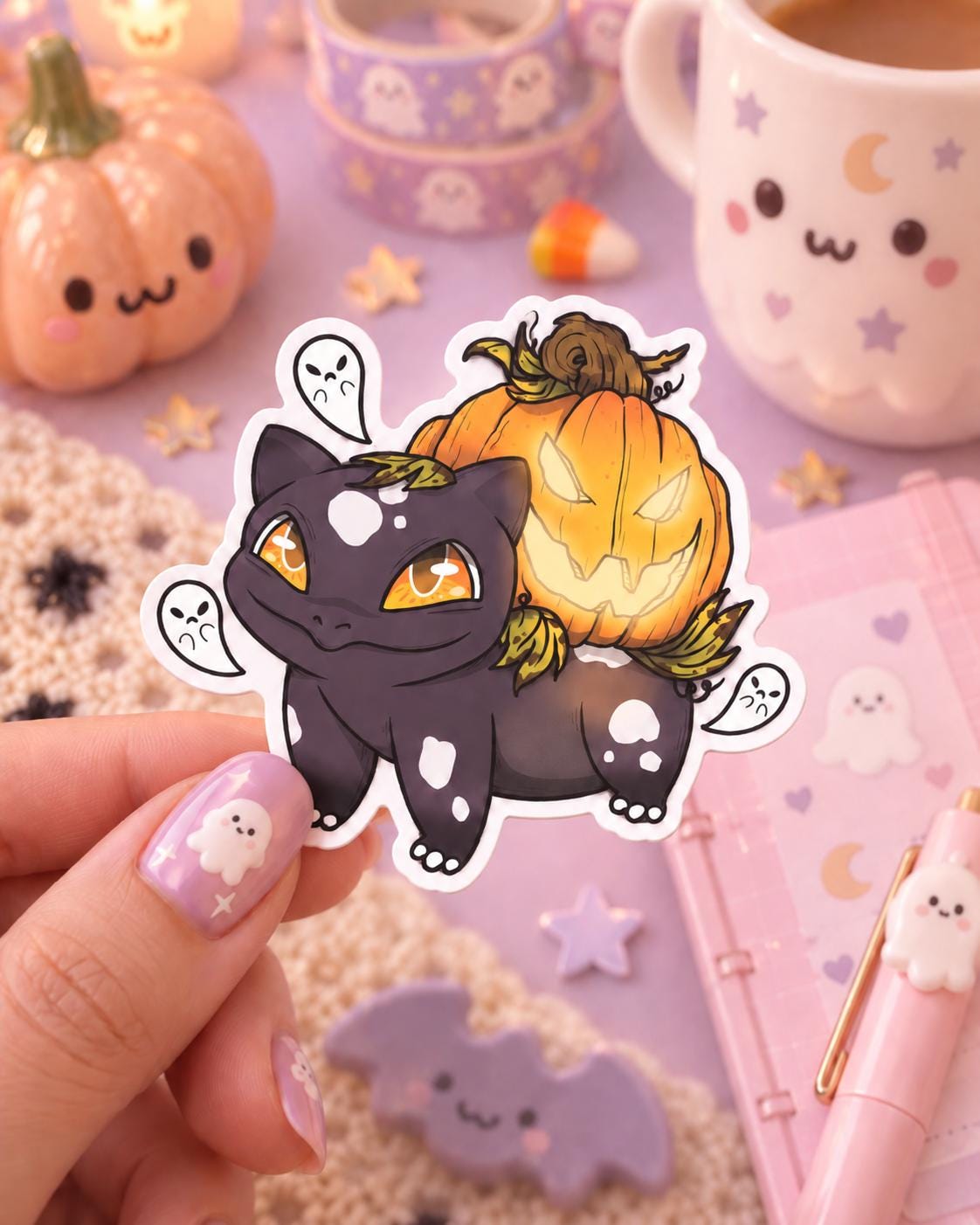 Halloween Creature Sticker | Pumpkin Vinyl Sticker | Cute Spooky Kawaii Sticker