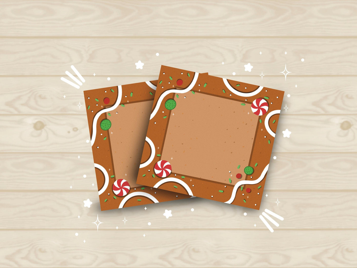 Kawaii gingerbread sticky note pad with decorated cookie and candy design