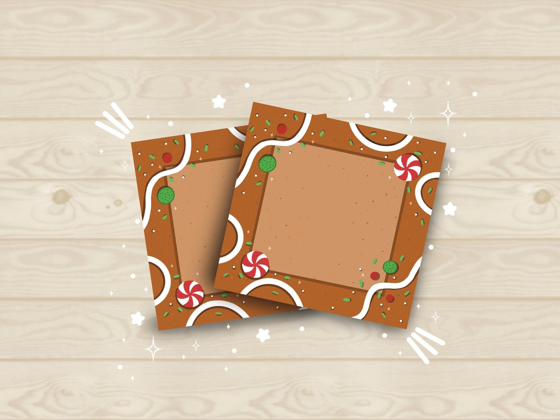 Kawaii gingerbread sticky note pad with decorated cookie and candy design