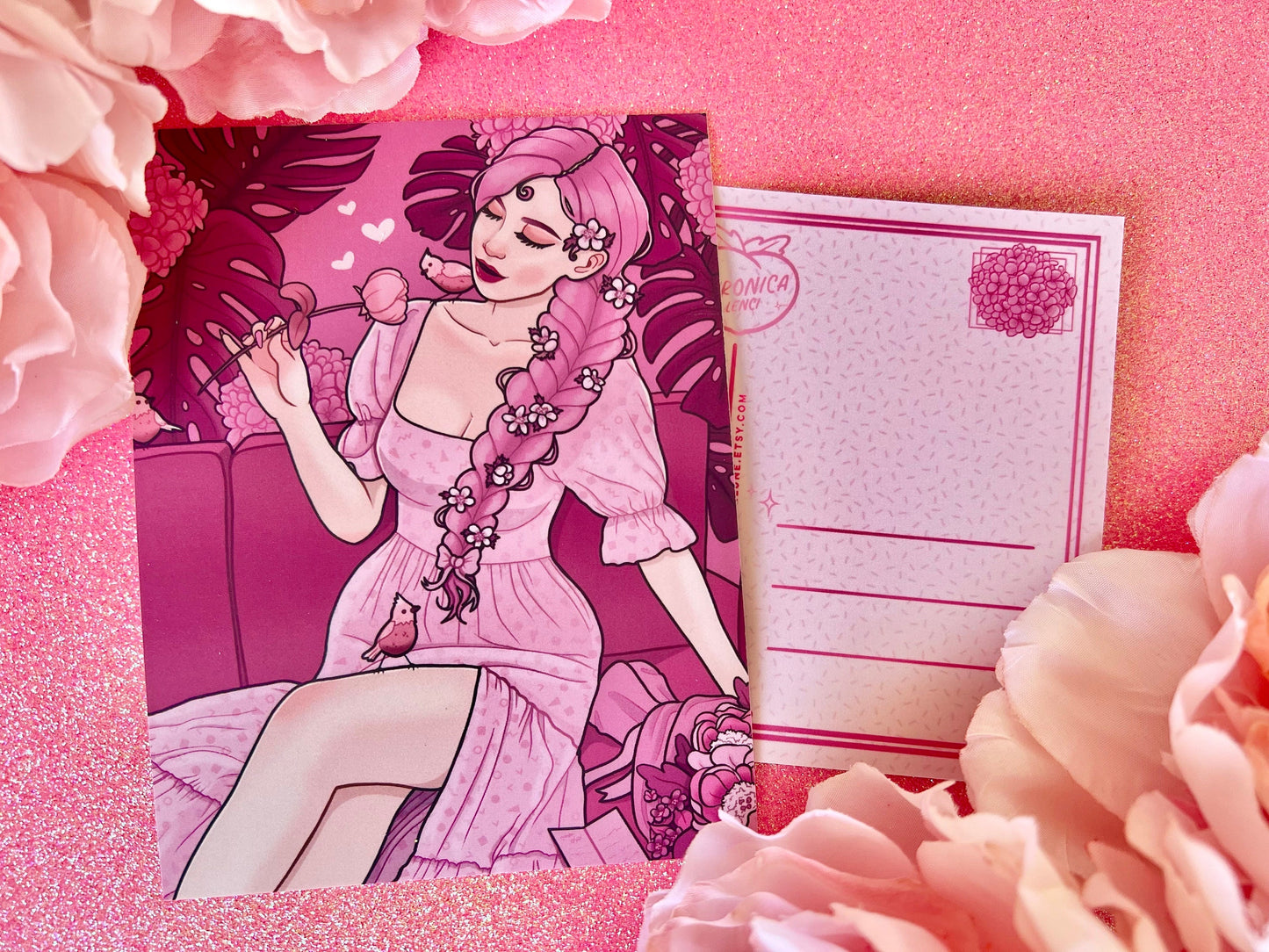 Fairytale Girl Postcard | Soft Pink Romance | CloverLune