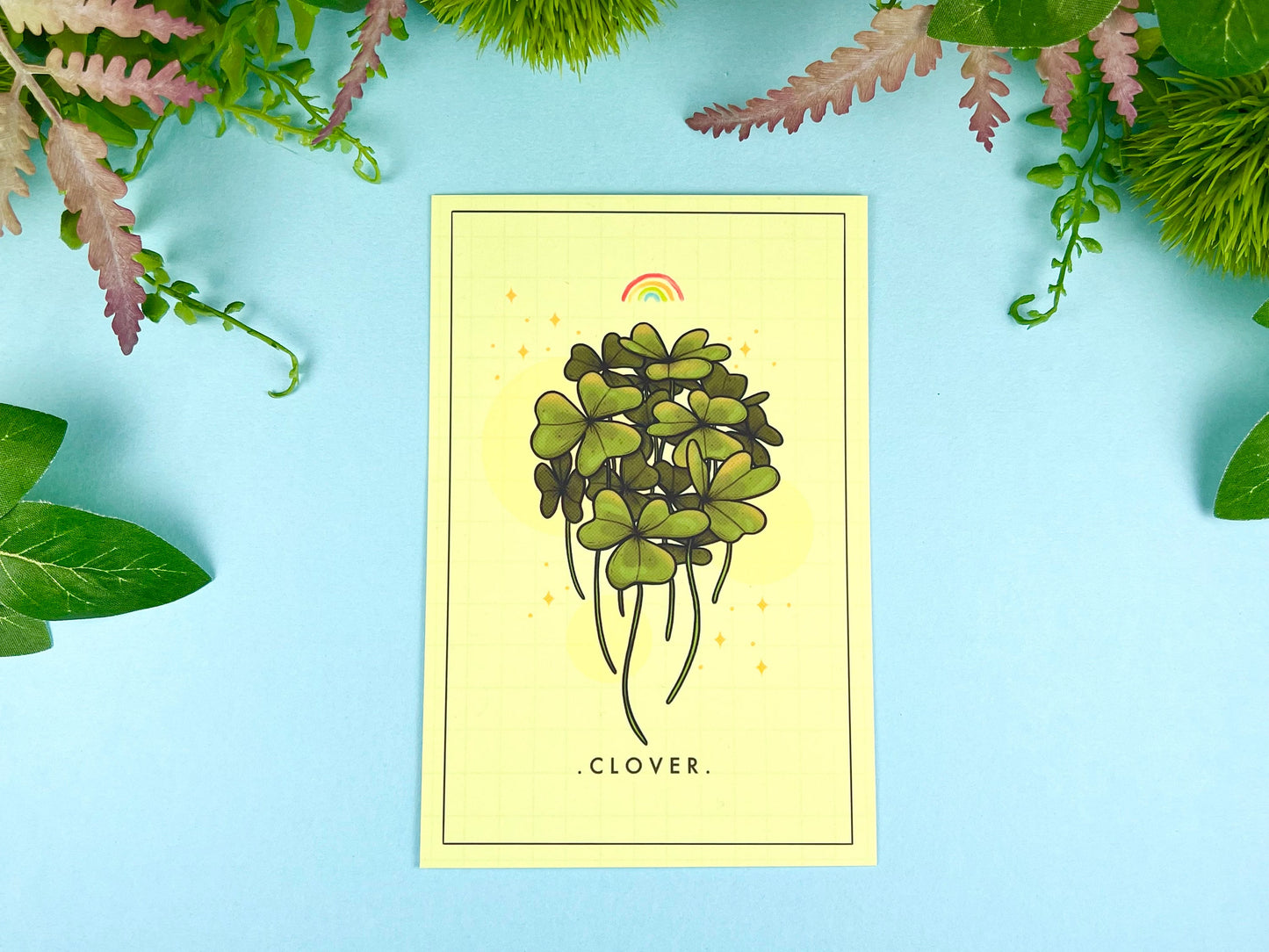 Clover Charm Postcard | Green Kawaii Aesthetic | CloverLune