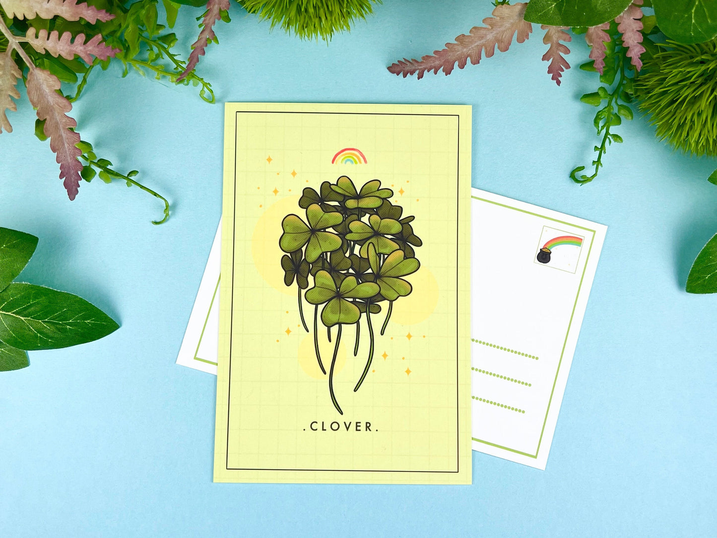 Clover Charm Postcard | Green Kawaii Aesthetic | CloverLune