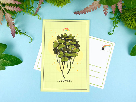 Clover Charm Postcard | Green Kawaii Aesthetic | CloverLune