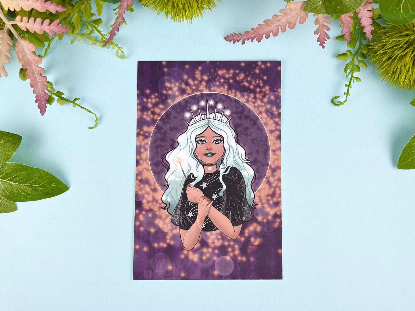 New Year Sparkler Postcard | Purple Celebration Art | CloverLune