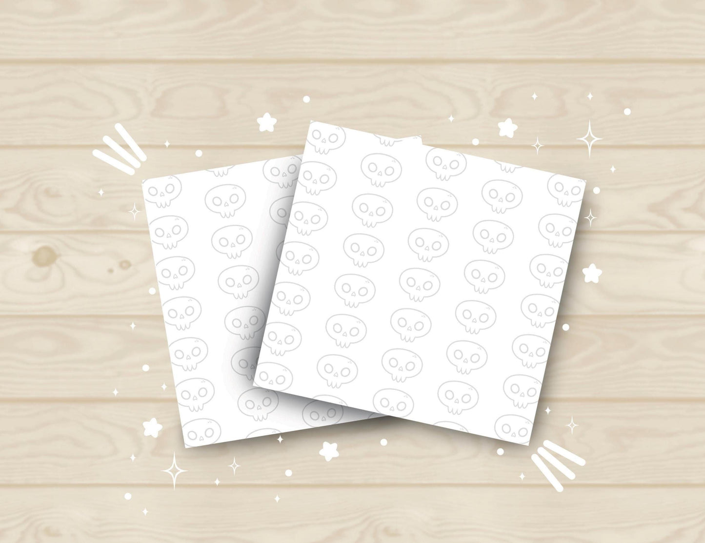 White sticky notes with a skull pattern along the entire background.