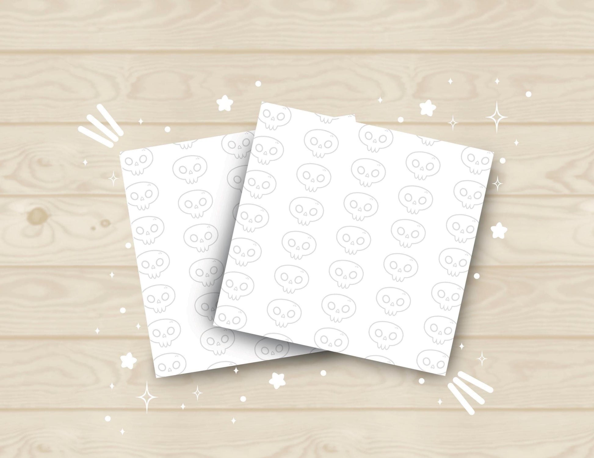 White sticky notes with a skull pattern along the entire background.